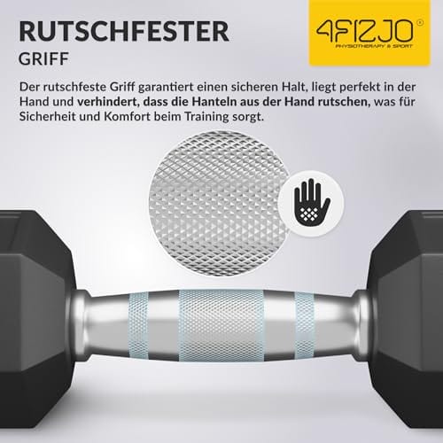 4FIZJO Stahlhanteln HEX, Sechskanthanteln aus Stahl mit Gummibeschichtung, Kurzhanteln, Gewichte, Dumbbell Kraft und Ausdauertraining, Gewichtheben für Zuhause, Fitnessstudio – Bild 6