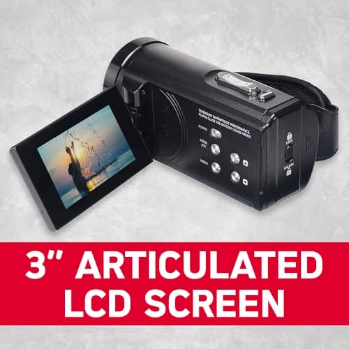 AgfaPhoto Realimove CC4000W - Wasserdichter 4K-Camcorder mit 3-Zoll-Touchscreen, 18-facher Digitalzoom, Video 2.7K, Foto 24 MP, LED, Lithiumbatterie - Schwarz – Bild 5