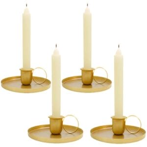 4 Stück Kerzenhalter Gold, Elegante Kerzenständer Für Hochzeiten Und Heimdekoration, Stabkerzenhalter Metall, Candle Holder Für Tischdekoration Und Festliche Anlässe