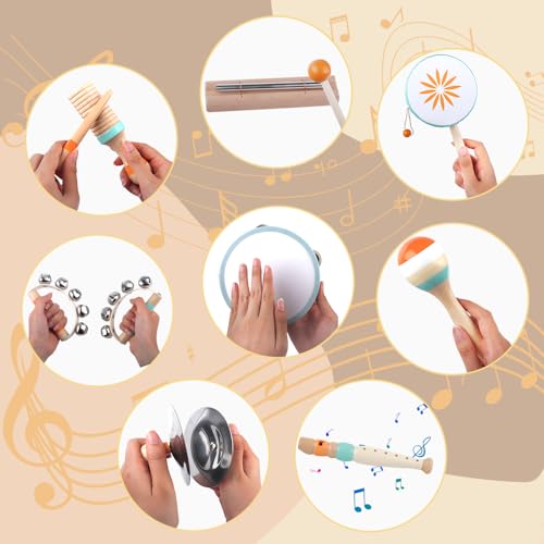 Kleinkind-Musikinstrumente, Montessori-Musikinstrumente für Babys, Percussion-Instrumente für 1-Jährige Jungen und Mädchen, Geburtstagsgeschenk für Kinder von 1-3 Jahren (8 in 1) – Bild 6