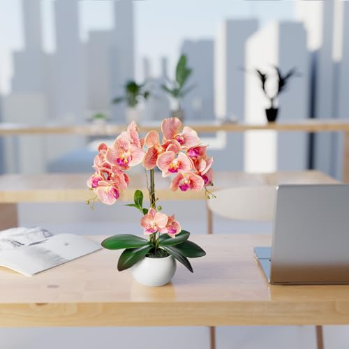 PASCH® Orchideen künstlich in Hochglanz-Keramiktopf (40cm) | Kunstblumen im Topf | Kunstblumen wie echt | künstliche Orchideen im Topf | künstliche Blumen im Topf | Kunstblume Orchidee – Bild 3