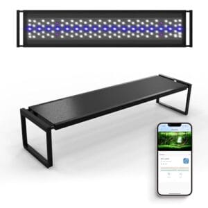 FZONE Led Aquarium Beleuchtung Mit APP-Steuerung, Vollspektrum Für Bepflanzte Aquarien Von 24-31‘’, Timer Für Sonnenaufgang/Sonnenuntergang, 36W
