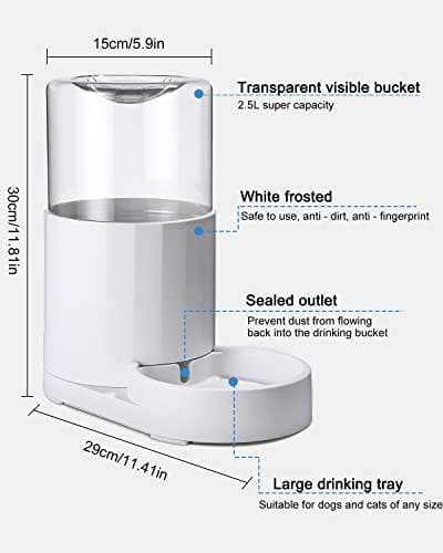 JOFLVA Haustier Automatischer Wasserspender, 2.5L Für Hunde Katze, Trinkbrunnen Ohne Strom, , Rutschfester Boden, Pba Frei, Mit Platzdeckchen – Bild 3
