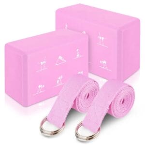 RETON Yoga Blöcke 2er Set mit Gurt, Leichter EVA-Schaum Brick Yoga Pilates Blöcke, High Density Yoga Block, Anti-Rutsch-Yoga-Block zum Dehnen, Verbesserung der Kraft und Flexibilität