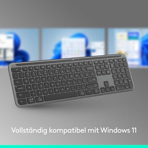 Logitech Signature Slim K950 kabellose Tastatur, schlankes Design, Wechseln zwischen Geräten beim Tippen, leises Tippen, Bluetooth, Multi-OS, Windows, Mac, Chrome, DEU QWERTZ-Layout, Graphit – Bild 5