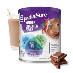 Pediasure Kinder Drachen Power Schoko 400g| leckerer Nahrungsergänzungsshake für Kinder ab 1 Jahr|mit 27 Vitaminen & Mineralien, Protein und triplesure Komplex|Verpackung kann variieren