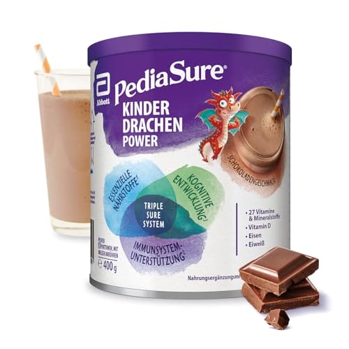 Pediasure Kinder Drachen Power Schoko 400g| leckerer Nahrungsergänzungsshake für Kinder ab 1 Jahr|mit 27 Vitaminen & Mineralien, Protein und triplesure Komplex|Verpackung kann variieren