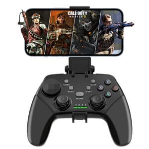 Megadream Wireless Mobile Gaming Controller Gamepad for iPhone/Android/iPad/PC/Switch/PS4/PC Joystick with Phone Holder, Supported Cloud Game, Streaming on PS5/Xbox, Turbo, COD (Schwarz)