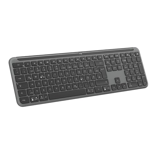 Logitech Signature Slim K950 kabellose Tastatur, schlankes Design, Wechseln zwischen Geräten beim Tippen, leises Tippen, Bluetooth, Multi-OS, Windows, Mac, Chrome, DEU QWERTZ-Layout, Graphit