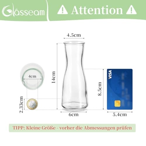 Glasseam Kleine Vasen für Tischdeko, Deko Vase Glas Klar Blumenvase Modern Glasvase Klein 6 Stück, Minimalistische Blumenvasen Set für Wohnzimmer Hochzeit Party Esstisch Tafelaufsatz Dekovase – Bild 3