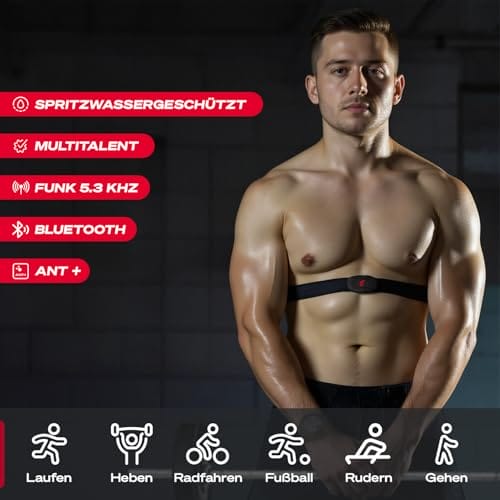 Sportstech Pulsgurt, Herzfrequenzmesser Brustgurt, Bluetooth ANT+, Fitness Tracker für Laufen, Radfahren, Training, IPX4 Wasserdicht, 350 h Batterie, Kompatibel mit Sportstech Live, Wahoo, Polar – Bild 3