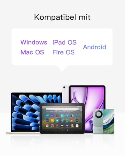 Inateck Kabellose Tastatur,KI-Funktion Bluetooth Tastatur mit 3 Bluetooth Kanälen,Deutsches QWERTZ Layout,Leise Tasten, Kompatibel mit iPadOS Android, Windows,KB06007 – Bild 4
