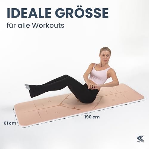 KIANA SPORTS® Yoga Matte aus Deutscher Entwicklung – Rutschfeste & gelenkschonende Yogamatte – 2 Komfort-Dicken (1,0 & 1,5 cm) – Weiche Sportmatte & Gymnastikmatte – Für Yoga, Pilates & Krafttraining – Bild 6