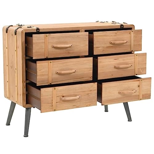 WDGJJFECNMUEHI Vintage Wooden Chest Dresser Solid Pine 6 Drawers Storage Cabinet for Bedroom Living Room Rustic Furniture 91x35x73 cm Easy Assembly – Bild 6