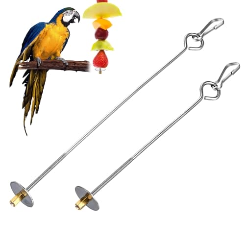 Nogeqi 2 Stück Nymphensittich Futter Hängen, Edelstahl Vogelfutter Wellensittich Käfig Futterspender, Hängende Wellensittiche Futter Halter, Vogel Spielzeug Für Papageien Gemüse Futtersuche (Silber)