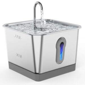Bewinner Smart Katzenbrunnen – 3,5 L Kabellos Edelstahl Katzen Trinkbrunnen, Leiser Automatischer Cat Water Fountain mit Aktivkohlefilter für Haustierbrunnen