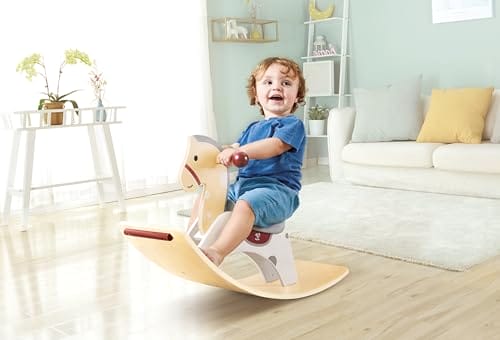 Hape 2-in-1 Schaukelpferd, Schaukelpferd und Balanceboard, Rutsch- und Schwungspielzeug, ergonomischer Sitz & Anti-Rutsch Griff, ab 12 Monaten – Bild 5
