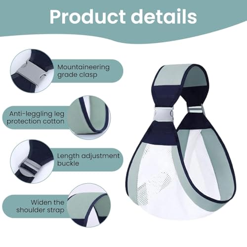 Babytrage Seitlich, Kindertrage, Tragetuch Baby Neugeboren, Toddler Carrier, Babytragetücher für Babys von 0 bis 48 Monaten, Kleinkinder bis 20kg, Hochwertige Materialien,Ergonomisches Design – Bild 4