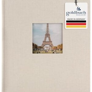 goldbuch 27 723 Bella Vista Fotoalbum mit Bildausschnitt Sandgrau, Erinnerungsalbum im Format 30 x 31 cm, Foto Album 60 weiße Seiten mit Pergamin-Trennblättern, Fotobuch mit Leineneinband, Grau