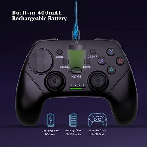 Megadream Wireless Mobile Gaming Controller Gamepad for iPhone/Android/iPad/PC/Switch/PS4/PC Joystick with Phone Holder, Supported Cloud Game, Streaming on PS5/Xbox, Turbo, COD (Schwarz) – Bild 4