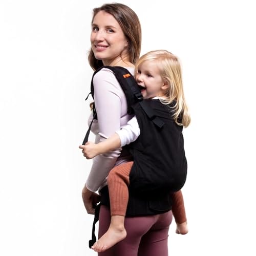 Beco Toddler Babytrage & Kindertrage (9-27 kg) - 100% Baumwoll Trage Kleinkind, Leicht & Atmungsaktiv, Hüftfreundlich mit 2 Tragepositionen: Bauchtrage & Rückentrage (Schwarz)