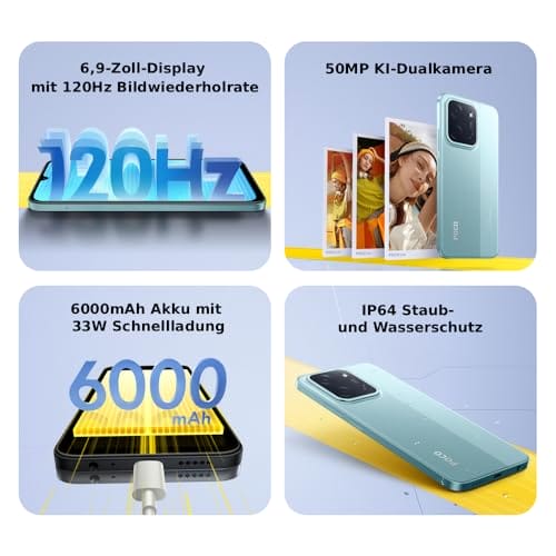 XIAOMI Poco C85, Smartphone 8+256GB, 6,9" 120Hz Display 7,99mm Design, MediaTek Helio G81-Ultra Octa-Core, 50MP AI-Zweifach-Kamera, 6000mAh, Black, Ladegerät Nicht im Lieferumfang enthalten – Bild 3