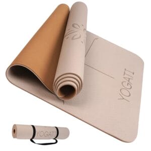 YOGATI – Yogamatte, rutschfest und dick, Yogamatte mit Punkten zur Körperausrichtung, Sportmatte für Erwachsene und Kinder, ideal für Pilates und Fitness. Yoga matt