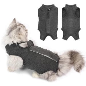 Katzenbody Nach OP für Katzen Kastration, Erholungsanzug Katze Body, Alternative zur Halskrause, Weiche Atmungsaktive Katzenbekleidung für Hautkrankheiten und Wunden