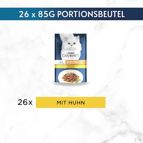 Gourmet Perle Erlesene Streifen Katzenfutter nass, mit Huhn, 26er Pack (26 x 85g) – Bild 4