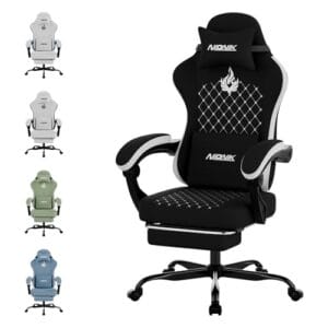 NIONIK Gaming Stuhl, Ergonomischer Bürostuhl mit Fußstütze & Lordosenstütze, Höhenverstellbarer Schreibtischstuhl für Erwachsene, PC Gaming Stuhl für E-Sports, E-Sport, Streaming und Homeoffice