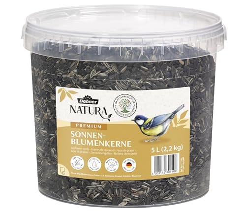 Dehner Natura Premium Wildvogelfutter, Sonnenblumenkerne, Ganzjahresfutter proteinreich / energiereich, hochwertiges Vogelfutter für Wildvögel, 2.2 kg