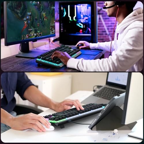 OMOTON Mechanische Gaming Tastatur mit Roten Schaltern(Linear), 80% TKL, QWERTZ Keyboard, Schnelle Reaktion, Anti-Ghosting, 20 LED Beleuchtung, Tastatur für PC/Windows/PS4, ISO-DE – Bild 4