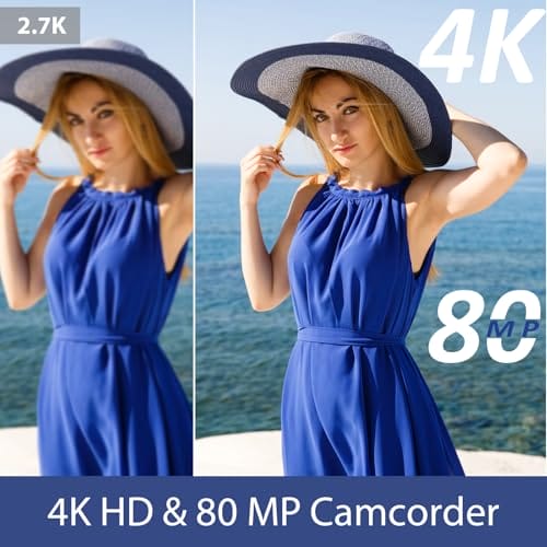 Videokamera Camcorder 4K HD 80MP 30FPS mit IR Nachtsicht, 18X Digitalzoom Webcam Videokameras, 3,0-Zoll 270° Drehung Ausgestattet IPS Screen Vlogging Camera für YouTube mit 2 Akkus, 32GB-SD-Karte – Bild 3