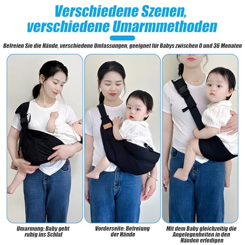 Babytrage Seitlich, Verstellbare Schulter Baby Tragegurt & Multifunktionale Tragegurt für Babys 0-36 Monate (bis 20kg), Seitliche Trage Baby, für Spaziergänge, Einkaufen und Reisen – Bild 6