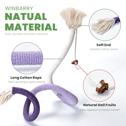 winbarry Katzenspielzeug, Katzenbeißseil, Katzenspielzeug Selbstbeschäftigung, Katzenminze Spielzeug für Katzen Zahnpflege und Gegen Mundgeruch – Bild 5