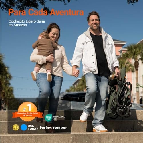 MAMAZING Baby Reise Buggy Kinderwagen für 6M-4 Jahre bis 15 kg,Handgepäck Geeignet Klein zusammenklappbar Buggy Flugzeug mit Einhändig faltbares Design, leicht & kompakt (5,26kg) aus Kohlefaser-Grün – Bild 3