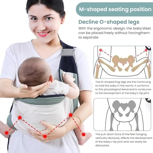 Babytrage Seitlich, Kindertrage, Tragetuch Baby Neugeboren, Toddler Carrier, Babytragetücher für Babys von 0 bis 48 Monaten, Kleinkinder bis 20kg, Hochwertige Materialien,Ergonomisches Design – Bild 5