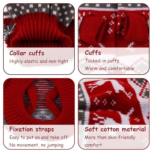 XIMEY Katzenpullover, Katzen Weihnachtskostüm, Pullover für Katzen, Hunde Kleine Weihnachtspullover, Weihnachtsoutfit Katze, Christmas Sweater Cat, Weihnachts Katze Kleidung (A, M) – Bild 5