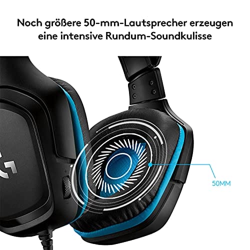 Logitech G432 kabelgebundenes Gaming-Headset, 7.1 Surround Sound, DTS Headphone:X 2.0, Bügelmikrofon mit Flip-Stummschaltung, Ohrpolster mit Kunstleder, PC/Mac/Xbox One/PS4/Nintendo Switch - Schwarz – Bild 5