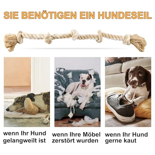Fida Hundespielzeug aus Seil für aggressive Kauer, interaktives, robustes Hundespielzeug für mittelgroße und große Hunde, robustes gedrehtes Seilspielzeug mit 5 Knoten – Bild 5