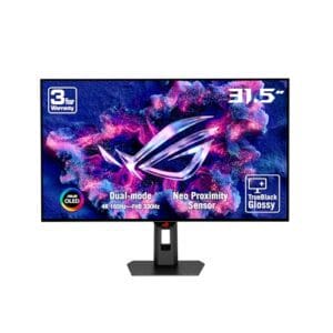 ASUS ROG Strix OLED XG32UCWG (32 Zoll 4K UHD Gaming Monitor, Dual-Modus 4K bei 165 Hz FHD bei 330 Hz, 0.03ms, Sync-Tech, HDR 400 TB, QD-OLED, 16:9, 3840×2160, DP, HDMI, 15W USB-C, USB-Hub)
