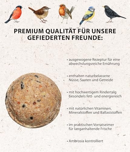 Dehner Natura Wildvogelfutter, Meisenknödel, ohne Netz, 30 Stück je 90 Gramm (2.7 kg) – Bild 5