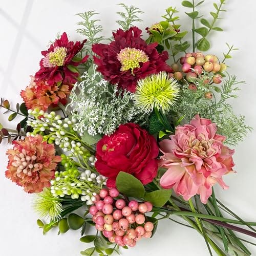 YMIFEEY Kunstblumen wie Echt Künstliche Blumen Zweige Blumenstrauß Künstlich Rot Seidenblumen Fake Blumen Pflanzen Deko Artificial Flowers Tischdeko Valentinstag Muttertag Frauen Geschenk (Rot) – Bild 5