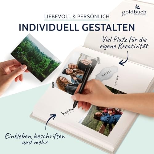 goldbuch 27 723 Bella Vista Fotoalbum mit Bildausschnitt Sandgrau, Erinnerungsalbum im Format 30 x 31 cm, Foto Album 60 weiße Seiten mit Pergamin-Trennblättern, Fotobuch mit Leineneinband, Grau – Bild 6