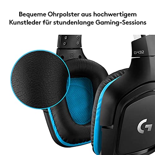 Logitech G432 kabelgebundenes Gaming-Headset, 7.1 Surround Sound, DTS Headphone:X 2.0, Bügelmikrofon mit Flip-Stummschaltung, Ohrpolster mit Kunstleder, PC/Mac/Xbox One/PS4/Nintendo Switch - Schwarz – Bild 6