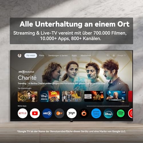 FPD Fernseher Smart TV 32 Zoll HD 720p LED Google TV mit integriertem Google Play und Google Cast, HDR 10, Dolby Audio, Sprachsteuerung, Live-TV (Palette-Serie, CG32-P3, Modell 2025) – Bild 3