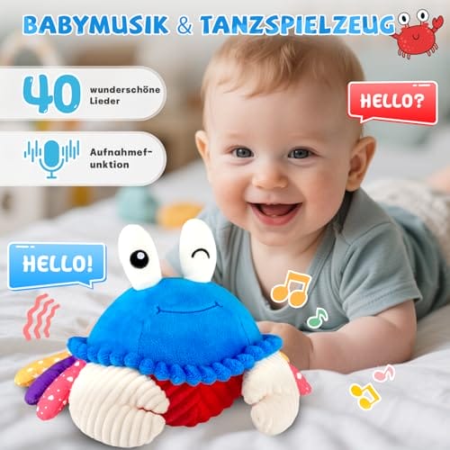 SAIMAND Krabbe Baby Spielzeug 6 7 8 9 10 12 Monate, Musikalische Krabbelspielzeug, Crawling Crab Tummy Time Toy, Babyspielzeug ab 1 2 Jahr Mädchen Jungen, Geschenk für Neugeborenes Jungen & Mädchen – Bild 3