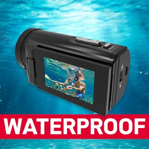 AgfaPhoto Realimove CC4000W - Wasserdichter 4K-Camcorder mit 3-Zoll-Touchscreen, 18-facher Digitalzoom, Video 2.7K, Foto 24 MP, LED, Lithiumbatterie - Schwarz – Bild 3