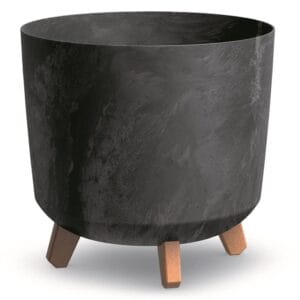 BirnePower Pflanzkübel Gracia Slim 28,5cm Anthrazit Beton Optik | Runder Blumentopf mit Abnehmbaren Füßen | UV- & Frostbeständiger Übertopf | Modernes Design für Haus, Balkon & Garten