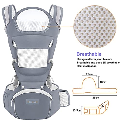 Azeekoom Babytrage Ergonomischemit Hüftsitz, Baumwolle Kindertrage Dorsal und Ventral, Leicht Atmungsaktive, Verstellbare Kopfstütze für Babys und Kinder von 0 bis 48 Monat (3,5 bis 25 kg) – Bild 6